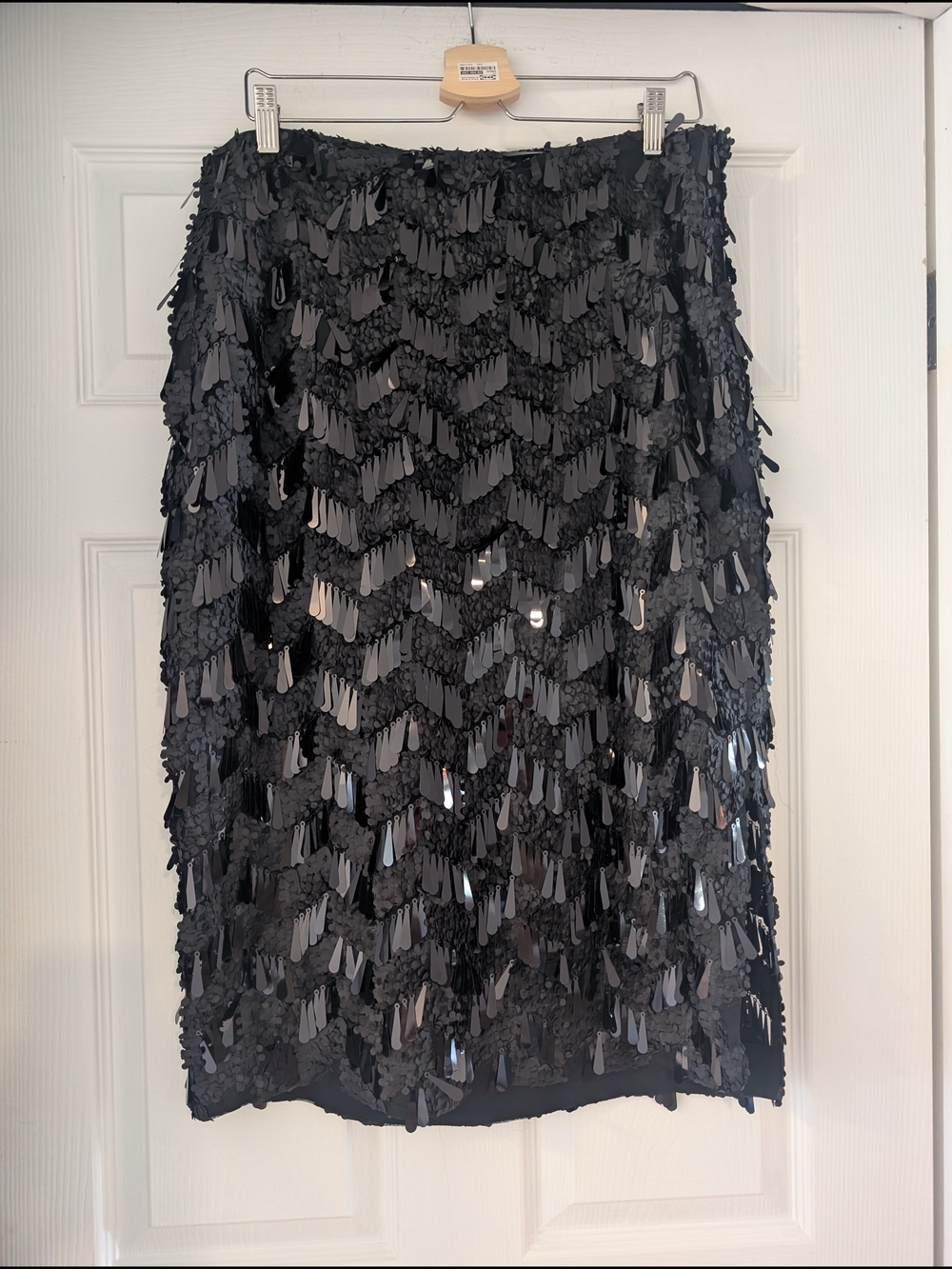 RW&CO. Black Sequin Fringe Midi Skirt